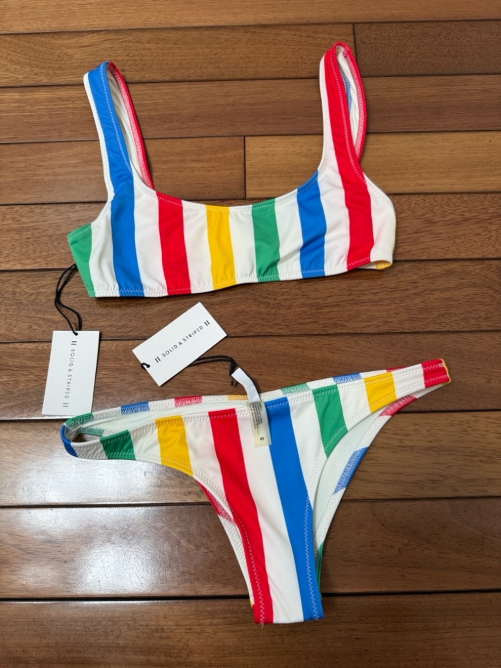 NWT Solid & Striped Bikini Set S